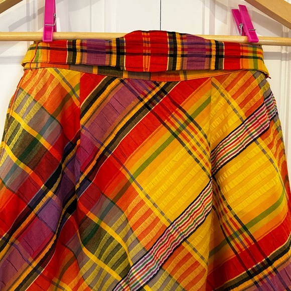 VINTAGE seer sucker maxi skirt Lord & Taylor Fifth Avenue plaid size 8 - Picture 5 of 13